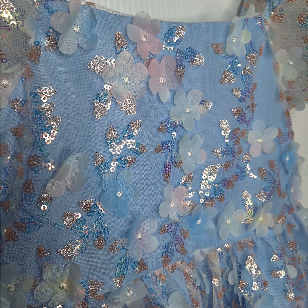 Rare Edition Sequin Floral Dress Girls 5 Fluffy Princess Fancy Party Puff Sleeve - Picture 5 of 9